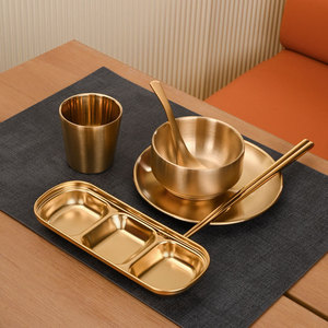 Ensemble de couverts rétro en acier inoxydable 304 pour camping, barbecue et thé, comprenant bol, <span class=keywords><strong>assiette</strong></span>, fourchette, cuillère, baguettes et tasses - Product Image 2