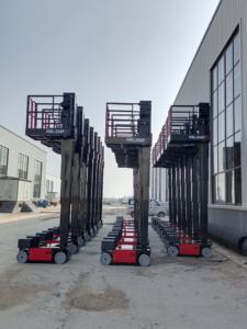 Elevadores de hombre hidráulicos alimentados por batería de CC de 8m, manejables a altura completa, plataforma de trabajo de altura autopropulsada de 6,8 M, escalera de elevación eléctrica - Product Image 6