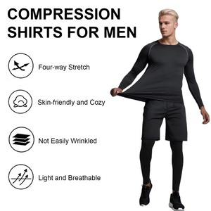 Ropa de gimnasio con logotipo personalizado, mallas para correr, camisas deportivas, conjunto de 3 uds., ropa deportiva para hombre, conjunto de traje deportivo para hombre, conjunto deportivo de Yoga - Product Image 3