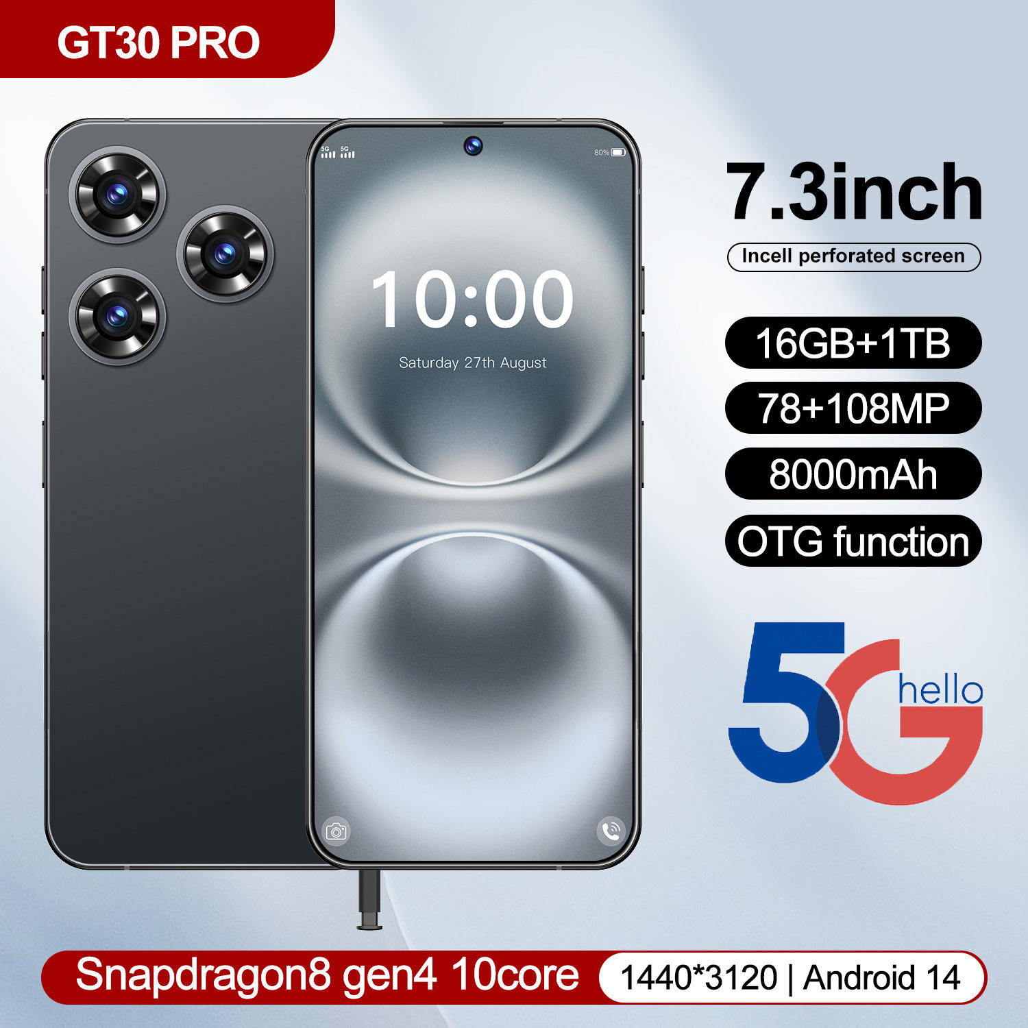 Infinix GT30 PRO 5G Smartphone Unlocked, 108MP Camera, 16GB RAM