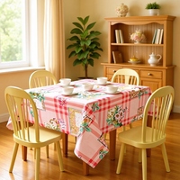 Nappe Imprimée en PVC Métallique Embossé de Luxe à Motif Floral Imperméable, Résistante à l'Huile et à la Chaleur