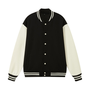 Color Block Drop Shoulder Baseball Jacket Custom Trendy Baseball <b>Work</b> Wear Coat Men Women Logo Clothing Customization - Product Image 6