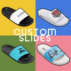 Henghao Comfortable Custom Slides Trendy High Quality Pu Sole Unisex Slides Shoes Custom Logo Breathable Slides Custom Logo