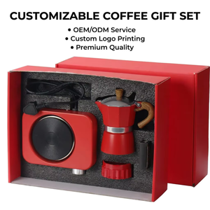 <span class=keywords><strong>Set</strong></span> Regalo Aziendale Tutto in Uno: Kit Classico per Caffè con 4 Pezzi, Caffettiera Moka in Alluminio e Scaldacaffè - Product Image 3