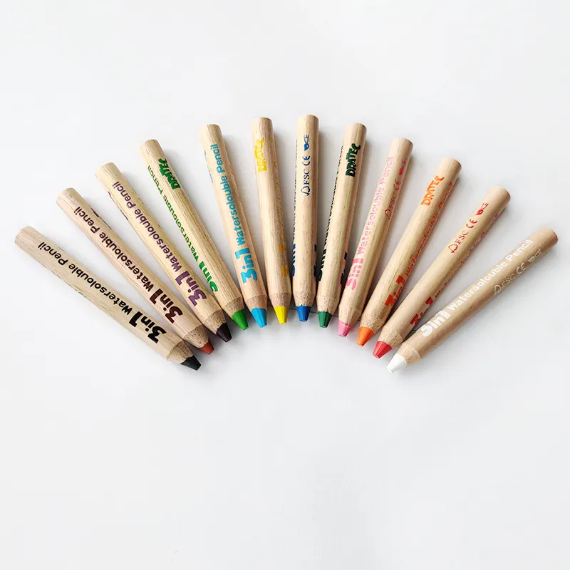 無毒ジャンボサイズ3in1水彩色鉛筆ウッディワックスクレヨン描画セット子供用色鉛筆セット