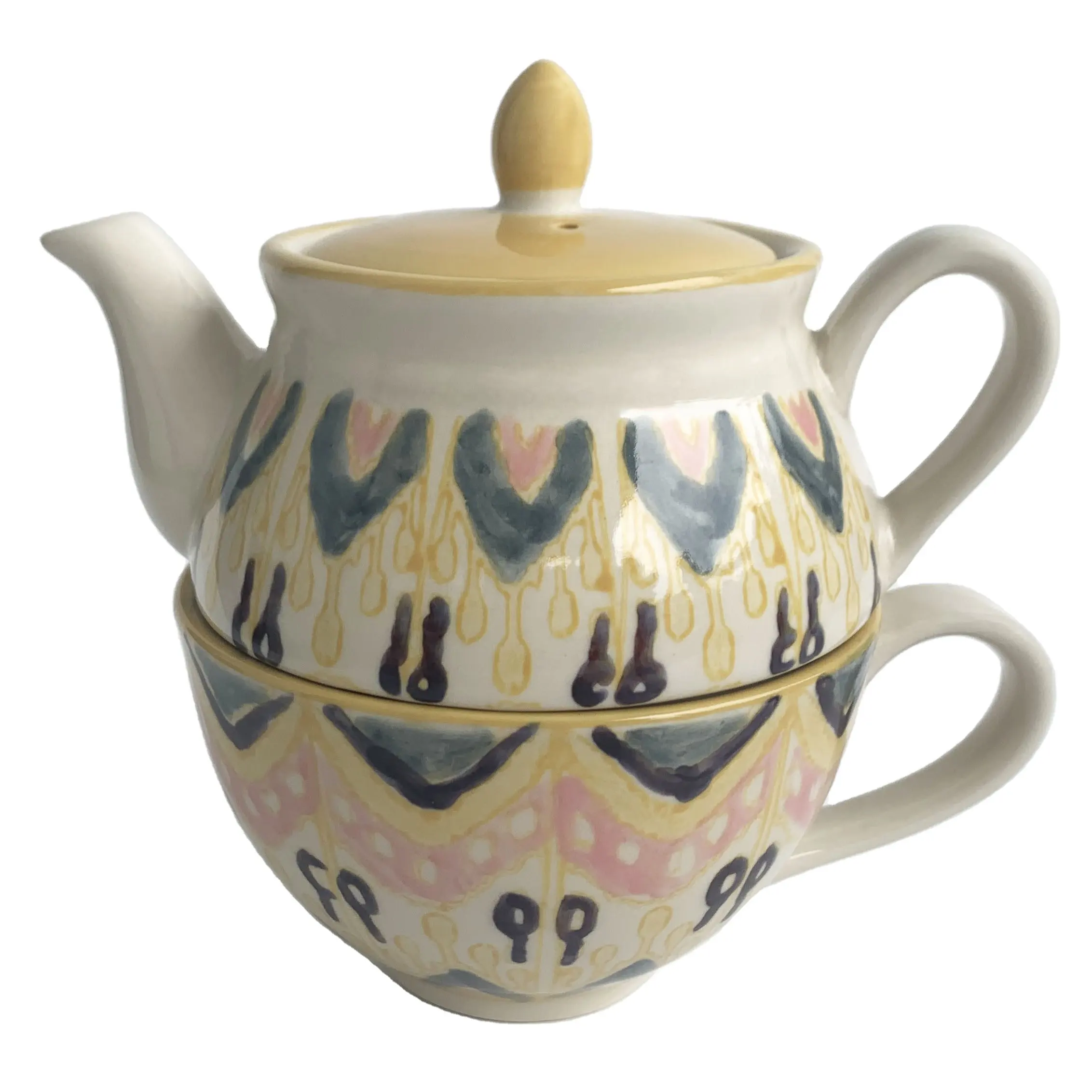 Оптовая продажа, керамический чайник ручной работы с логотипом на заказ, чайник и чашка в одном