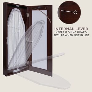 Planche pliable d'accessoires de repassage pour vêtements à la maison planche à <span class=keywords><strong>repasser</strong></span> pliante en bois miroir <span class=keywords><strong>armoire</strong></span> murale avec rangement - Product Image 3