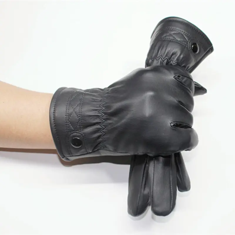 Wholesale Pu Leather fashion Gloves men Warm Autumn and Winter Fleece Warm Outdoor Gloves Wholesale