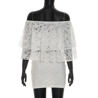 Ensemble jupe d'été pour femme Viviblook J26ST143, haut court sexy en dentelle à épaules dénudées et mini-jupe moulante, ensemble décontracté