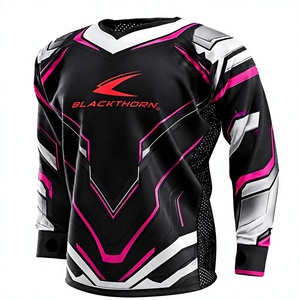 Camiseta de Paintball Sublimada por Completo con Logotipo Personalizado al por Mayor, 100% Poliéster, Parte Trasera de Malla, Resistente al Viento, UPF 50, Cierre con Cordón - Product Image 1