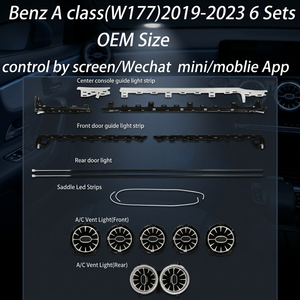 ไฟ LED ตกแต่งภายในรถยนต์ 6 ชุด สำหรับ Mercedes Benz A Class W177 ปี 2019-2023 ระบบไฟ RGB ปรับเปลี่ยนสีได้ - Product Image 3