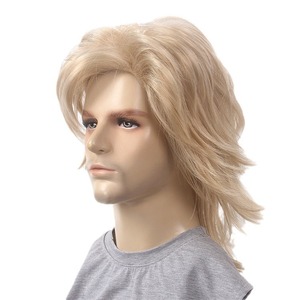 ชุดวิกผมผู้ชายแบบเต็มหัวสุดหล่อใหม่วิกผมผู้ชายย้อนยุคมีขนนุ่มปุกปุยผมหน้าม้า - Product Image 5