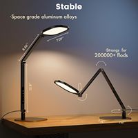 Lampe de bureau LED en métal, température de couleur réglable, pour la maison et le bureau, 15W, éclairage d'ordinateur, CRI>95, minuterie à mémoire, 1200LM