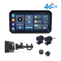 Navigation GPS pour moto 4G LTE 6'' universelle avec Wi-Fi, Carplay, Android 14, compatible avec caméra embarquée pour moto, caméras avant et arrière HD 1080P