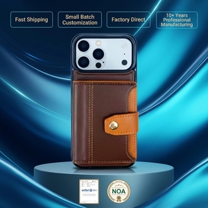 Funda de Cuero Clásica Color <span class=keywords><strong>Café</strong></span> para Teléfono con Tarjetero y Diseño Elegante Personalizado para iPhone 15 16 17 18 Pro Max - Product Image 1
