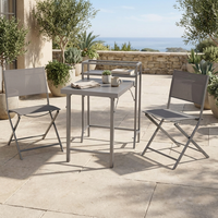 Ensemble bistrot pliant moderne et durable en acier pour extérieur, 3 pièces, 2x1 chaises en tissu maillé et table pour balcon, patio, terrasse