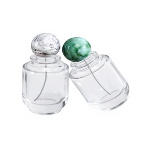 Clear Glass <b>Diffuser</b> <b>Bottle</b> with Marble Stopper Cylinder Shape Home Fragrance Reed <b>Diffuser</b> 100ml Refillable - Product Image 1
