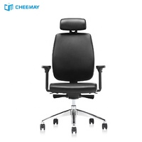 Silla de oficina de cuero Pu negra de lujo moderna, ergonómica, cómoda, para juegos de ordenador, silla de oficina ejecutiva con reposacabezas