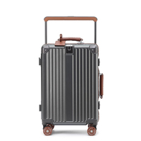 Valise à roulettes en aluminium, unisexe, légère, moderne, en polyester, ensemble de bagages, vente chaude d'usine OEM