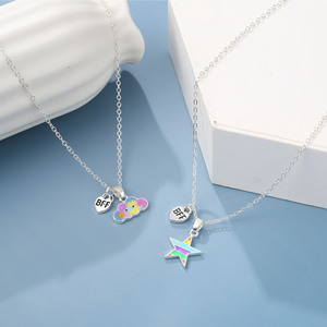 Bambini dolci accessori collana nuvola colorata e pentagramma collana di catene di lettere in lega per ragazze all'ingrosso gioielli per bambini - Product Image 3