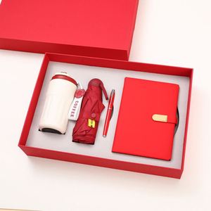 Business Custom Logo PP Hard Notebook Gift Set Umbrella Charging Treasure Gift Box Creative Annual Party Gift New Trend Product - Product Image 5