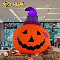 Décoration d'événement d'Halloween en plein air : Citrouille géante gonflable lumineuse avec chapeau de sorcière, sculpture Jack-o'-lantern