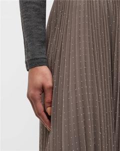 2024 Winter Custom Elegant High Waist <strong>Pleated</strong> Plus Size Embellished Tulle <strong>Maxi</strong> <strong>Skirt</strong> for Women - Product Image 6