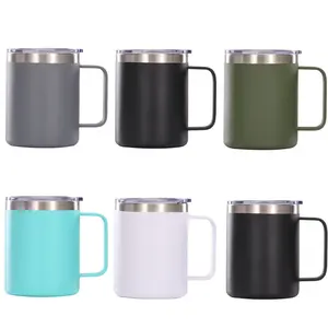 Wholesale 12oz Coffee mug Stainless Steel Powder Coating Double Walled Sublimation Travel Coffee Mug with Handle