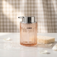Bouteille en verre vide translucide personnalisée de 250 ml, rose, verte, bleue, noire, avec pompe à pression pour lotion, nouveau design