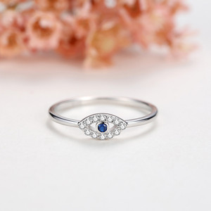 Anillo De Ojo Malvado De Plata De Ley 925 minimalista Malvado Anillo De Ojo para mujer chapado en rodio para aniversario De fiesta De boda - Product Image 4