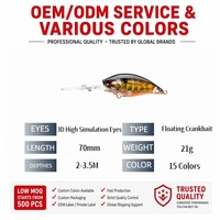 Vente en gros de leurres flottants Big Crankbait de 70 mm et 21 g, leurres durs bioniques pour la pêche, stock d'usine