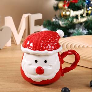 Jolies tasses en céramique de Noël avec couvercles, tasses à eau pour couple, pour la maison - Product Image 6