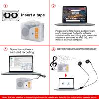 Lecteur de cassettes portable transparent, convertisseur de bande USB, haut-parleur intégré, prise pour écouteurs, alimentation à 2 voies pour la maison et les voyages