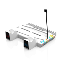 Support de Charge et de Refroidissement Mince SAITAKE Double avec Lumière RVB et Protection Contre les Surtensions en ABS pour Manette de Jeu