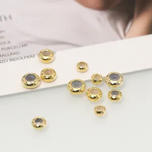 DIY Jewelry Accessories Handmade Material Copper Plated 18K True Gold Flat Rubber Beads Positioning Beads