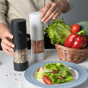 Kitchenware New Wooden Color USB Set Rechargeable Salt and <b>Pepper</b> Mill With Light - Product Image 5