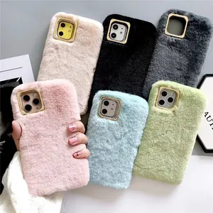2021 Winter Luxury Plush Soft Woman Fashion Keep Warm Phone Case For Iphone 13 Pro Max 7/8 Se XR Xs 12 11 Mobile Cover