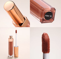 Vente en gros de cosmétiques, rouge à lèvres liquide vegan imperméable, tube carré rose doré, étiquette privée personnalisée, gloss à lèvres hydratant non collant