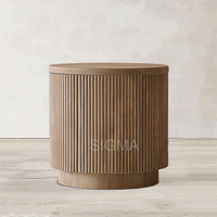 Sigma table basse de luxe en chêne fait à la main durable en bois massif côtelé avec design moderne pour le salon et l'hôtel