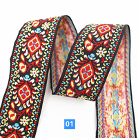 Sangle Jacquard Ethnique 50mm x 1mm en Gros, 100% Polyester Haute Ténacité, Ruban Tendance pour Sangle de Sac et Sangle d'Instrument de Musique