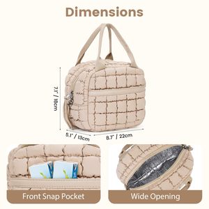 Bolsa de almuerzo con aislamiento para mujer, bolsa de almuerzo acolchada de felpa con diseño de globo, bolsa de almuerzo térmica a prueba de fugas con bolsillo frontal - Product Image 4