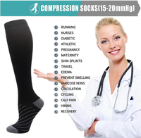 Femmes et Hommes Chaussettes de Compression Noires Compression Graduée 15-20mmHg Chaussettes de Sport Bas de Compression Unisexe Genou Haut