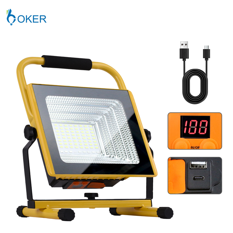 LED Work Light with Rechargeable Battery Tripod Outdoor Led Floodlight Camping Portable Work Light Car Repair 2000LUMEN