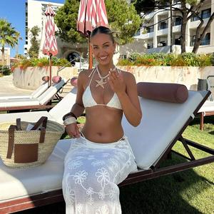JSN 2026 Sexy White Floral 3 Piece Bikini with <strong>See</strong> <strong>Through</strong> Swimdress Women's Backless Swimsuit Female <strong>Swimwear</strong> Beachwear Biquini - Product Image 3