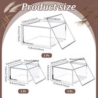 Lot de 3 boîtes de rangement carrées en acrylique transparent personnalisables, écologiques, avec couvercle, pour présentation et organisation polyvalente de souvenirs