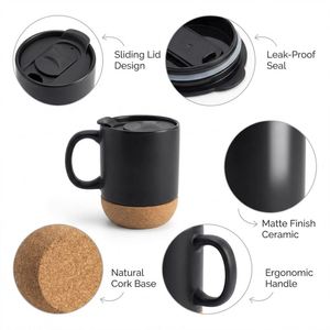Wholesale Custom Logo <b>Ceramic</b> <b>Mug</b> with Cork Bottom Leak-Proof Lid 350ml Matte OEM/ODM Factory Price Fast Delivery Cups - Product Image 3