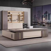 Ensemble de bureau et de chaise de direction en bois haut de gamme avec grand classeur, bureau d'ordinateur de bureau