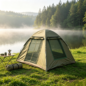 Tente de camping individuelle ultra-légère et compacte 2mx2mx1.6m, camouflage, imperméable, résistante au vent, avec bâche de protection rapide et automatique - Product Image 2
