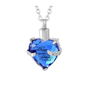 Collana Portaceneri in Acciaio Inox con Pietra Portafortuna, Ciondolo a Forma di Cuore in Vetro per Commemorare Famiglia e Animali Domestici - Product Image 5