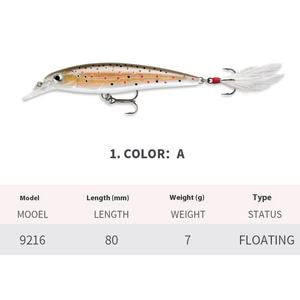 Cebo biónico <span class=keywords><strong>de</strong></span> pececillo flotante <span class=keywords><strong>de</strong></span> fundición larga <span class=keywords><strong>de</strong></span> 80mm/7g, Material ABS para carpa para <span class=keywords><strong>pez</strong></span> mandarín, <span class=keywords><strong>pez</strong></span> rayado blanco, pesca 9216 - Product Image 6